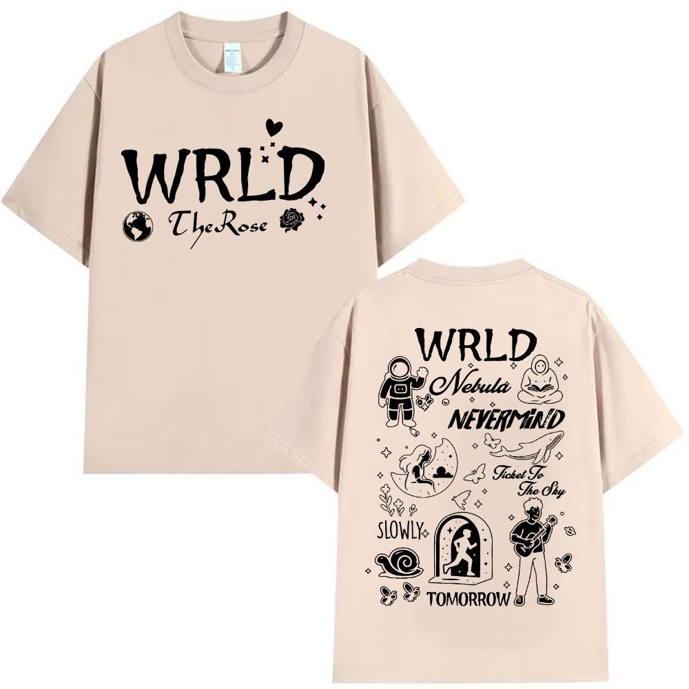 Футболки The Rose Once Upon AWRLD World Tour 2025 Мужские Женские Хип-Хоп K-pop Мода Хлопок Короткий Рукав Футболка harajuku streetwear