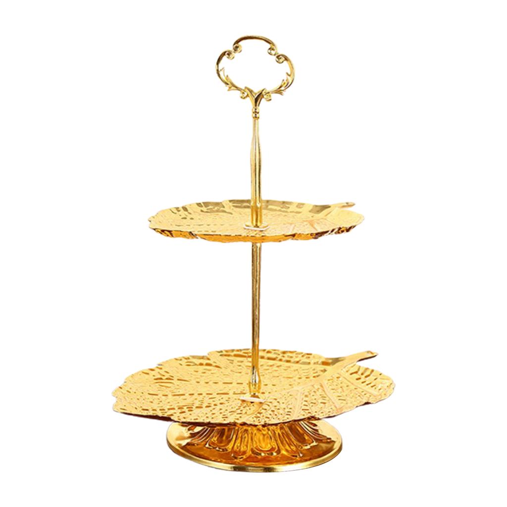 Европейский стиль 2-х уровневая золотая подставка для кексов статуя фруктовая конфета дисплей башня держатель для рождественского чаепития принадлежности для дома