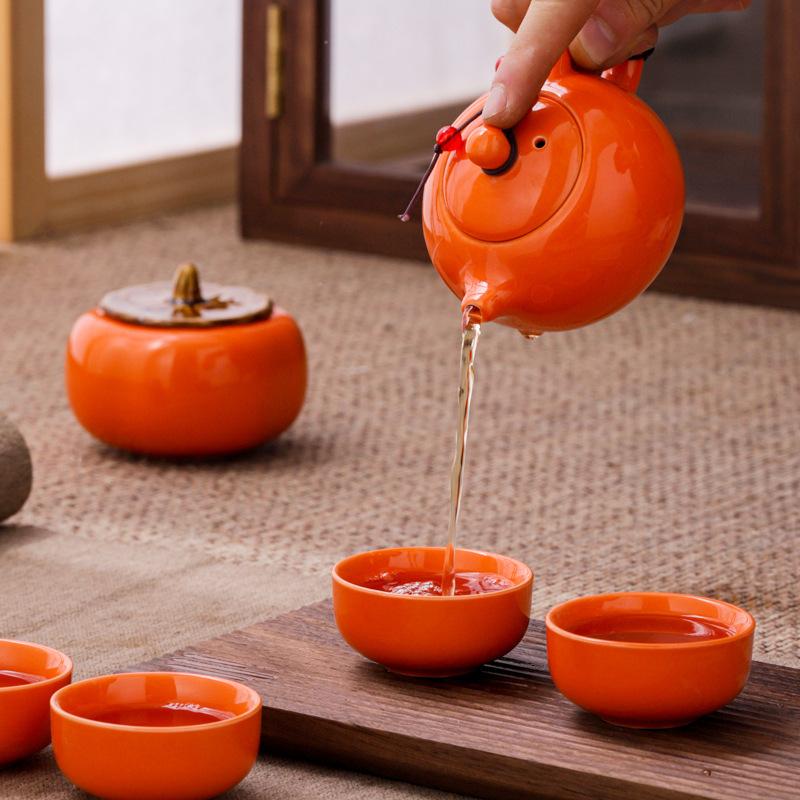 Свадебные красные праздничные подарки, подарочная коробка с чайным набором, бытовая керамика, чайник и четыре чашки, подарок-сопровождение на день рождения