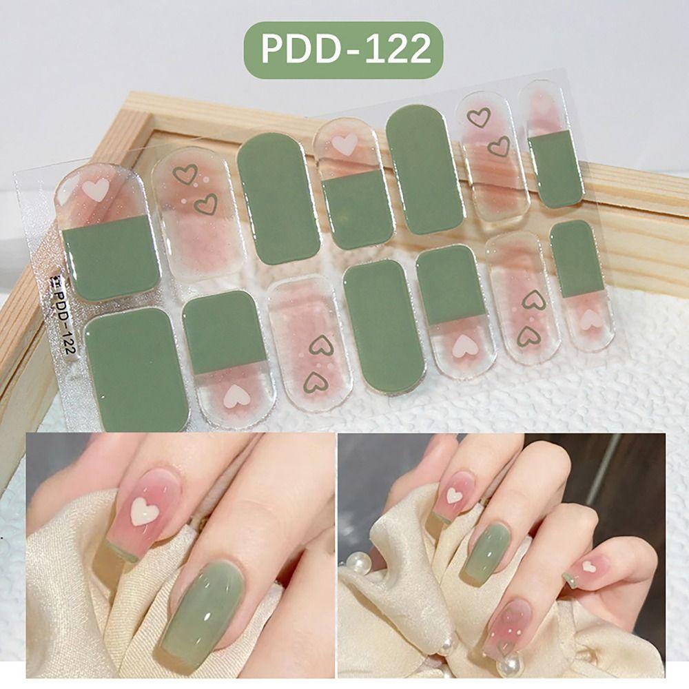 Semi Cured Gel Nail Stickers Floristic Gel Nail Polish Strips Nail Patch  DIY Nail Art Making