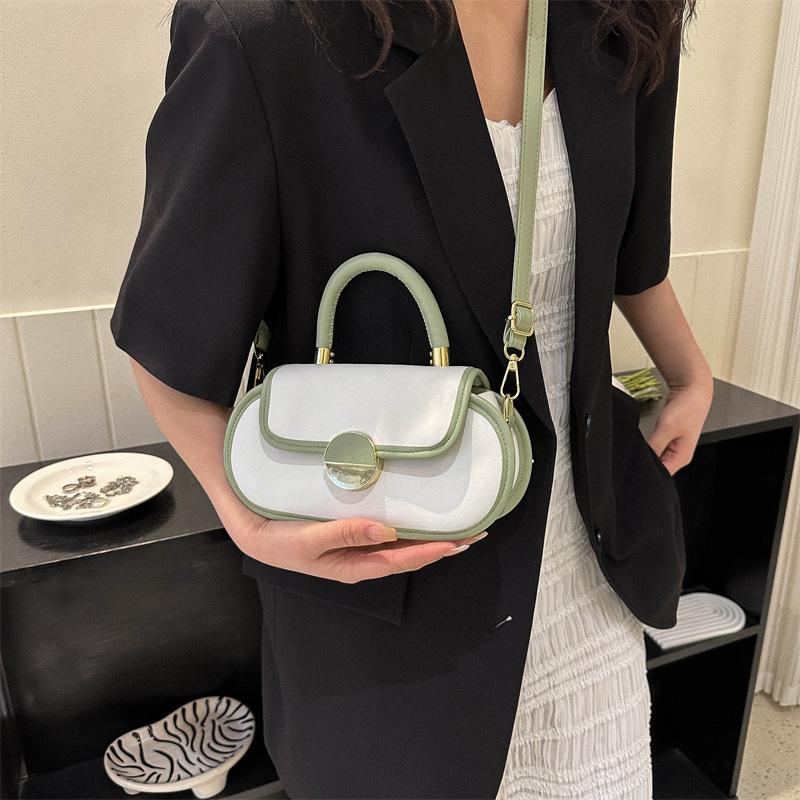 New Contrasting Color Handbag Women's Bag 2025 New Fashion Retro Saddle Bag Versatile Casual Shoulder Messenger Bag Bag