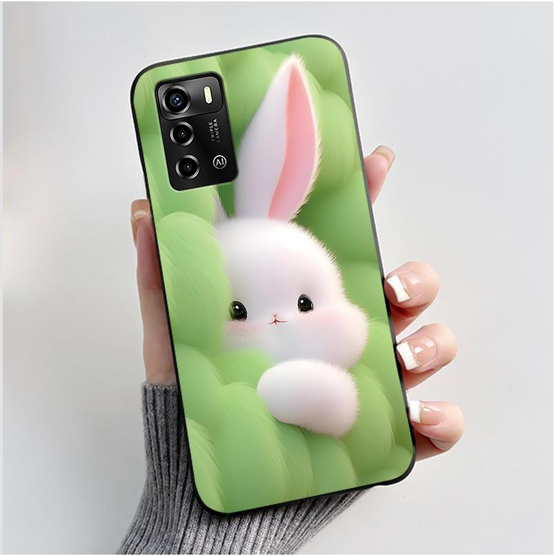 Чехол для смартфона ZTE Blade V40 Vita / V41, роскошный, милый, с кроликом, забавный, черный, корпус, мягкий силиконовый защитный чехол