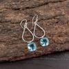 Редкий Голубой Топаз Драгоценный Камень 925 Стерлинговое Серебро Ручная Работа Ювелирные Изделия Серьги 1,90" EE-7-7
