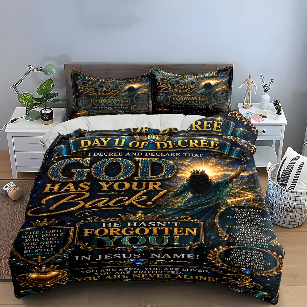 Religious Bedding Set with Faithful Decree Bedding set (1 duvet cover, 2 pillowcases, duvet not included)