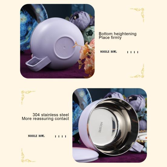 Чаша для лапши 900 мл/1200 мл с крышкой, противоожоговая ручка, сливное отверстие, японский стиль, миска для рамэна с двойными стенками, кухня