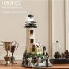 Sea Island Electric Lighthouse Building Blocks Fisherman Hut Light House Assembly Model Idea Decoration Kids Toys Gift