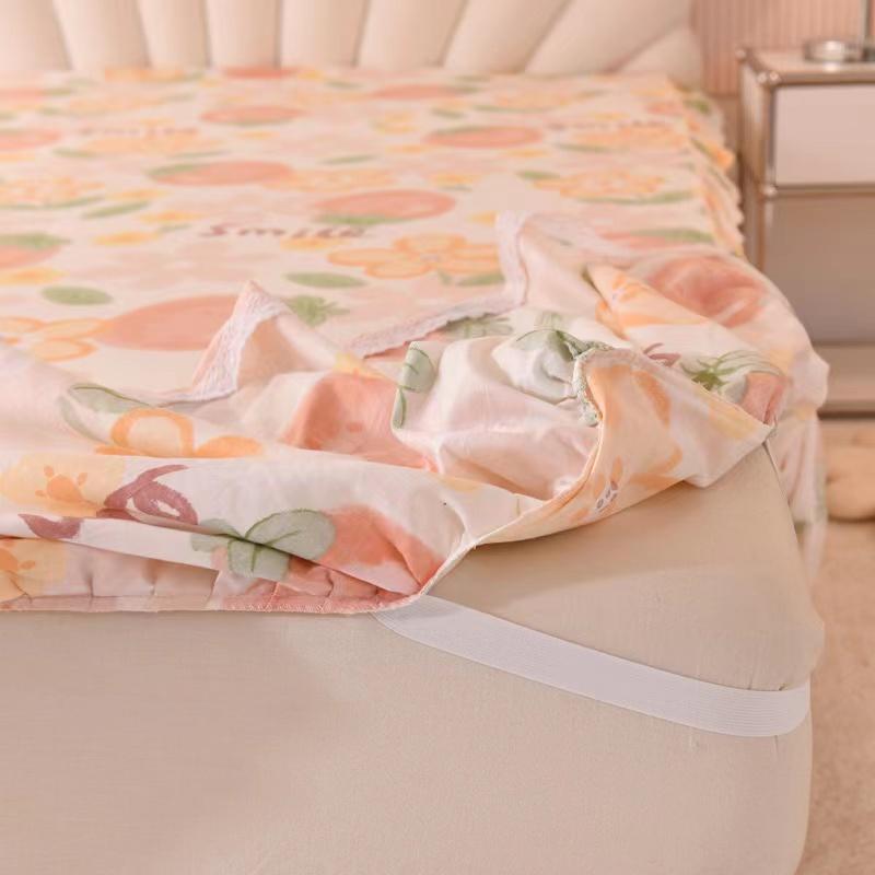 Комплект простыней из 100% хлопка с принтом, покрывало King Queen Size, милая толстая юбка из чистого хлопка с 2 наволочками