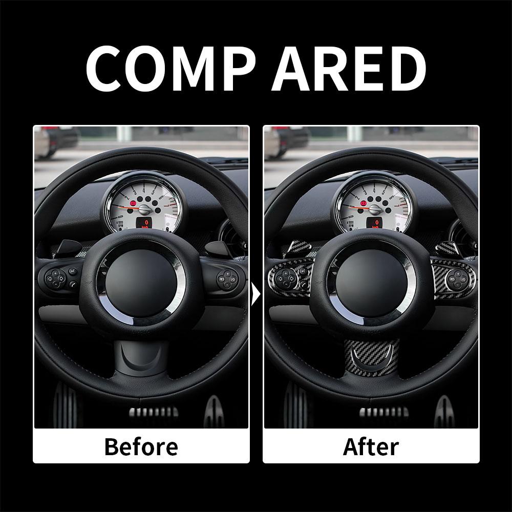 Настоящее Мягкое Углеродное Волокно Для Mini Cooper Hardtop R56 Clubman R55 R57 2008 2009 2010 Аксессуары Декоративная Наклейка на Руль