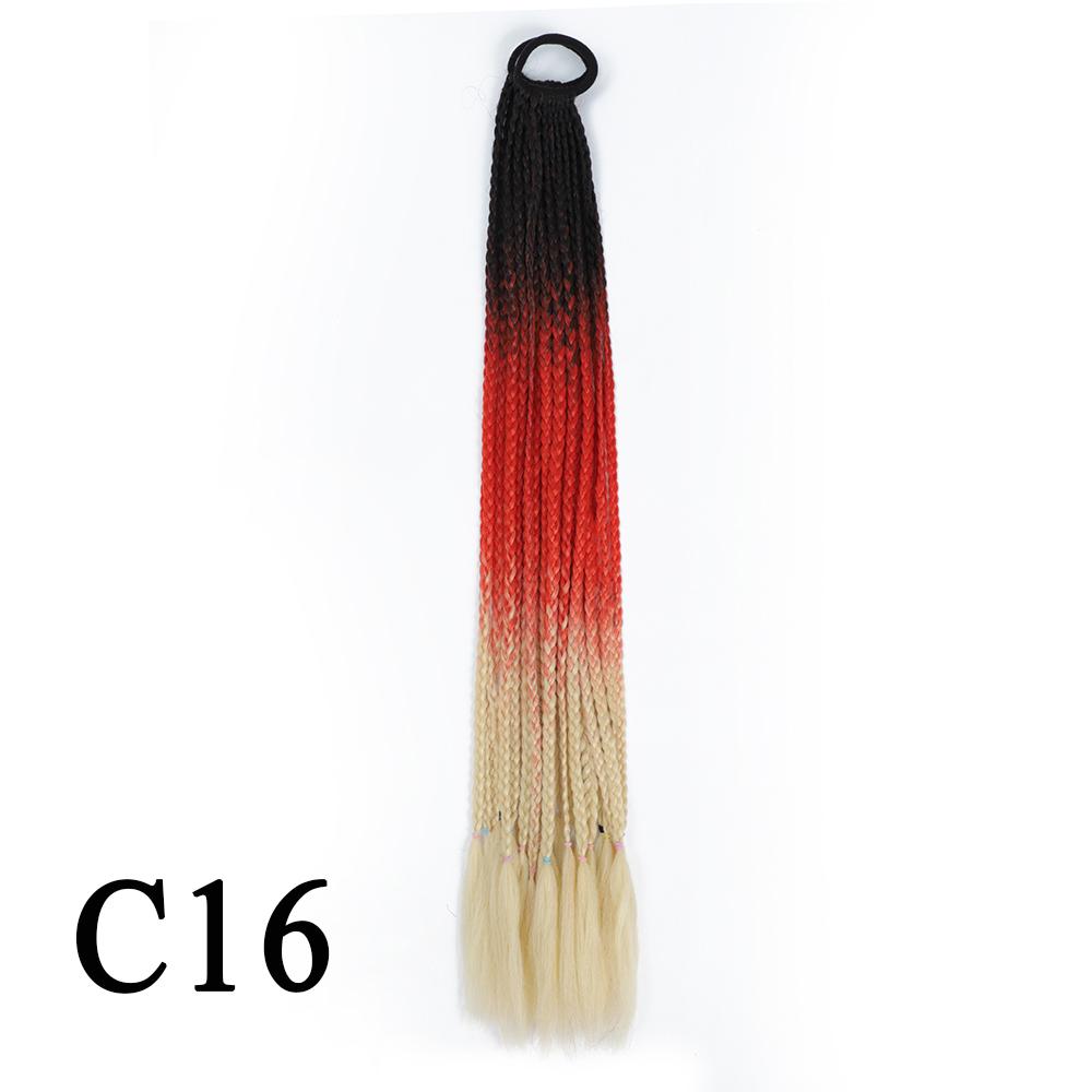 Плетеный хвост с резинкой, черный плетеный хвост ручной работы из термостойкого волокна, шиньоны с конским хвостом для девочек