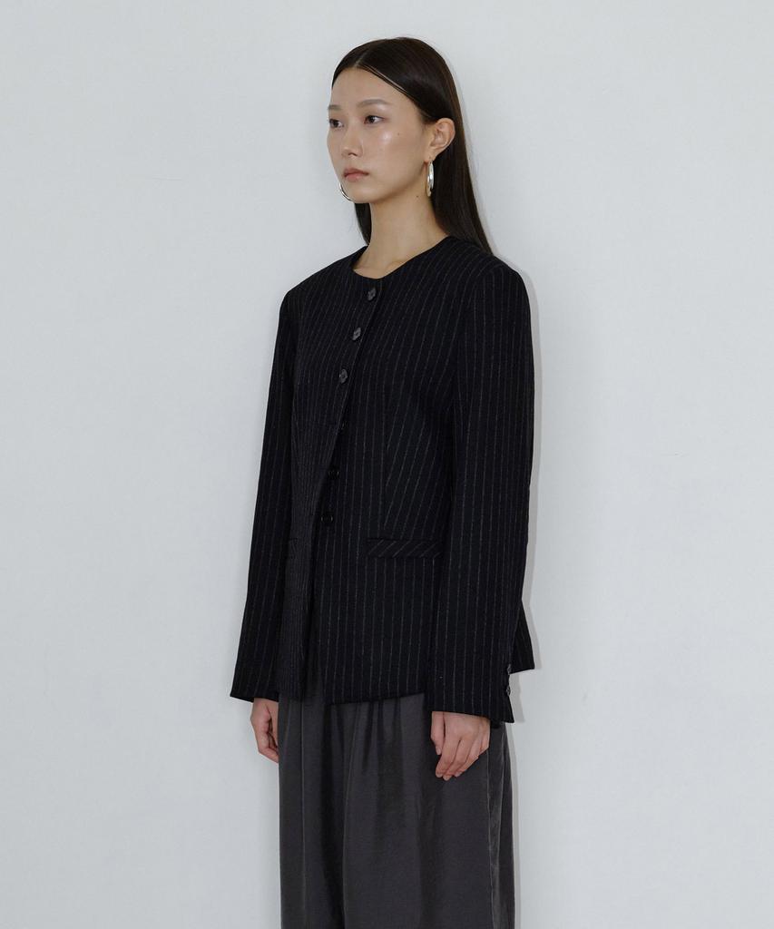 MAIS Stripe Hourglass Wool Jacket / Black