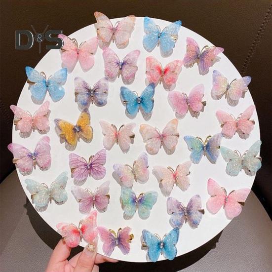 6Pcs Butterflies Decor Hair Clip Rhinestone Embellished Girl Princess Hair Pin Animal Shape Hair Pin Hair Accessories