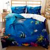 3D Marine Animal Pattern Bedding Set Dolphin Print Quilt Cover Pillow Cover Teen Single Bed Bed Gift