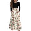 Girls' Tiered Ruffle Dress - Long Sleeve Printed Maxi With Pockets