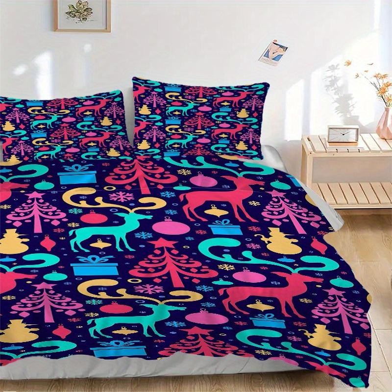 3pcs set Christmas Festive 1 Quilt Cover + 2 Pillowcases, All Seasons Bedroom Setting, Perfect for Home and Dorm Decor a181