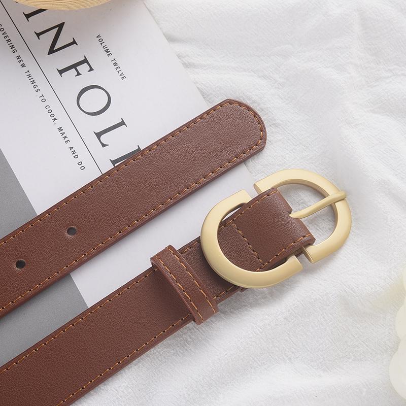 Женский ремень Trend Gold Oval Buckle Belt Casual Versatile Belt Pu Belt Cheap Belt Para With Jeans, Gift For Mother or Girl