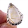 Natural Golden Rutile Gemstone 925 Solid Sterling Silver Jewelry Ring S.6 L1s74