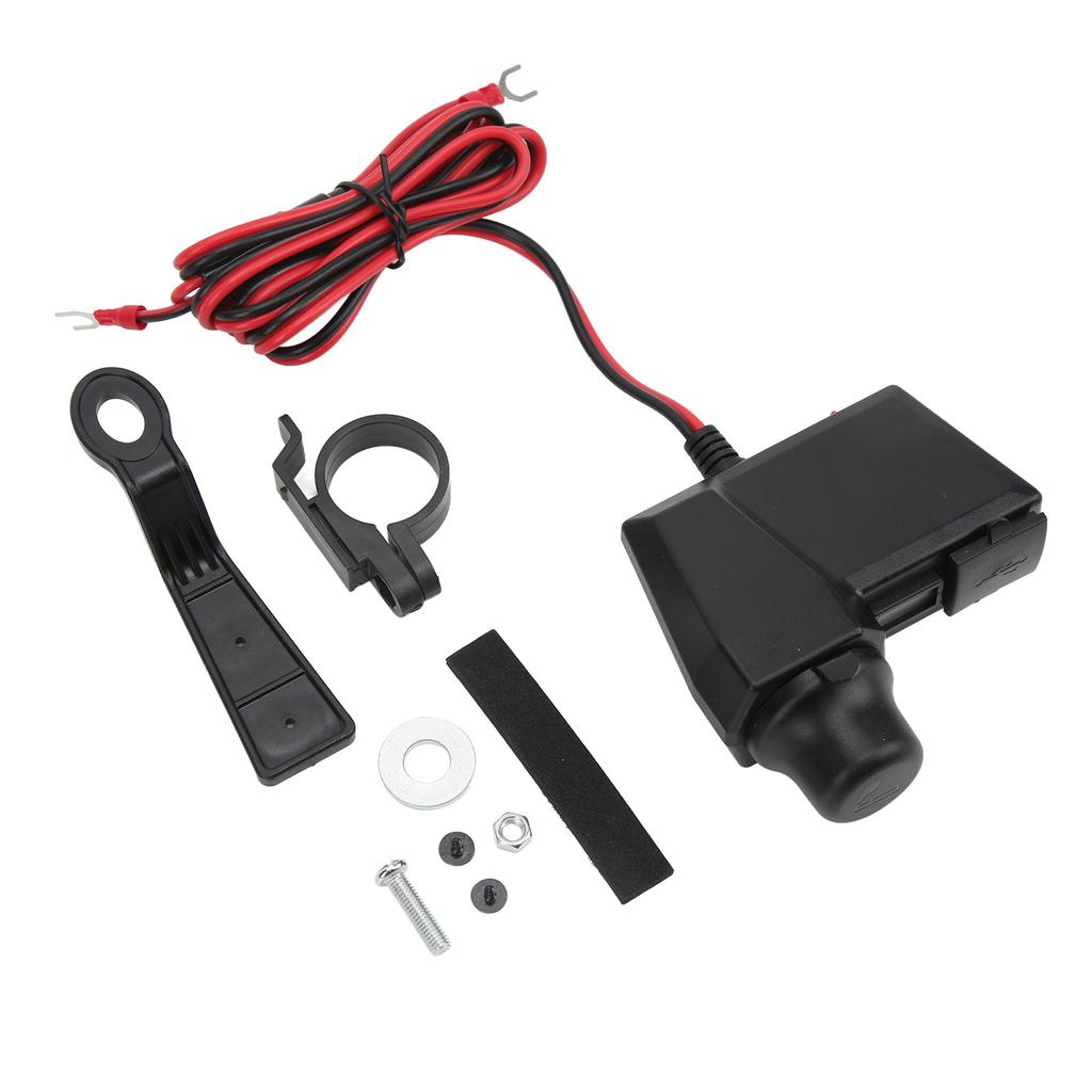 Motorcycle Phone Charger Multifunctional Dual USB Adapter 10?24V with Red Digital Display Voltmeter