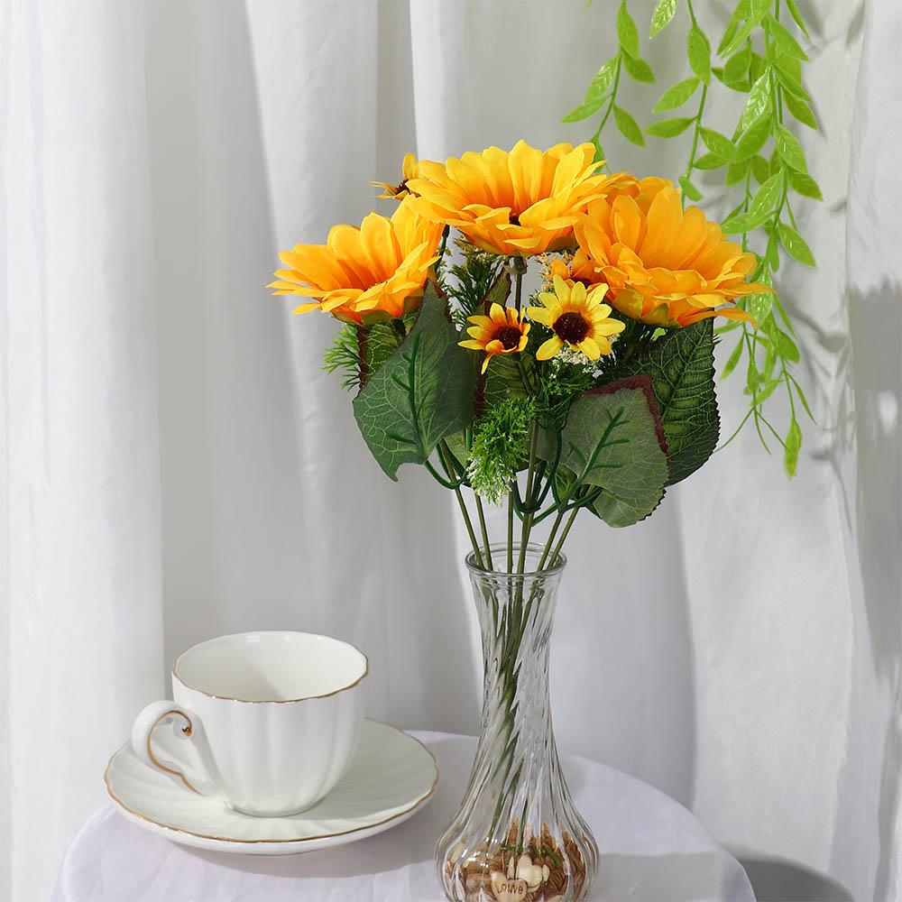 7 Braches 13 sunflower head Home Decoration Yellow Sunflower Artificial Flowers Flower Bouquet