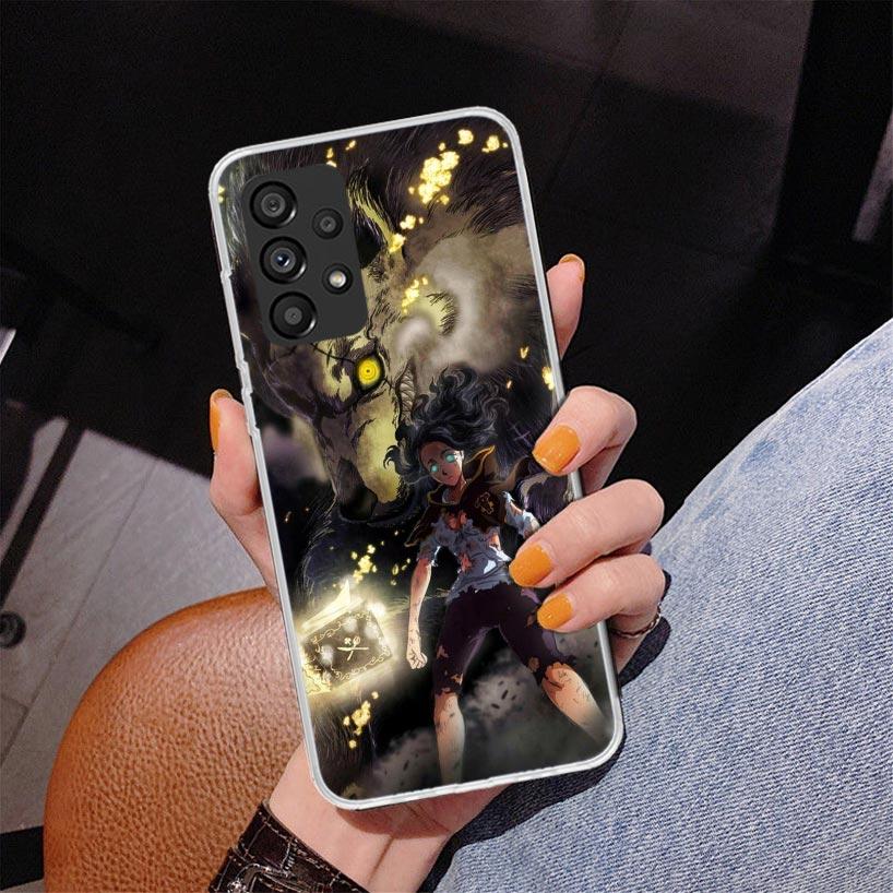 Black C-Clovers Anime Phone Case For Samsung Galaxy A52 A32 A22 A12 A51 A31 A50S A30S A20S A10S Note 20 Ultra 10 Plus S10 A72 A7