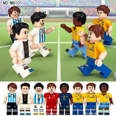 8 шт. футбольная фигура, мультяшная фигурка, форма мелких частиц, сборка строительных блоков, кукла, игрушка