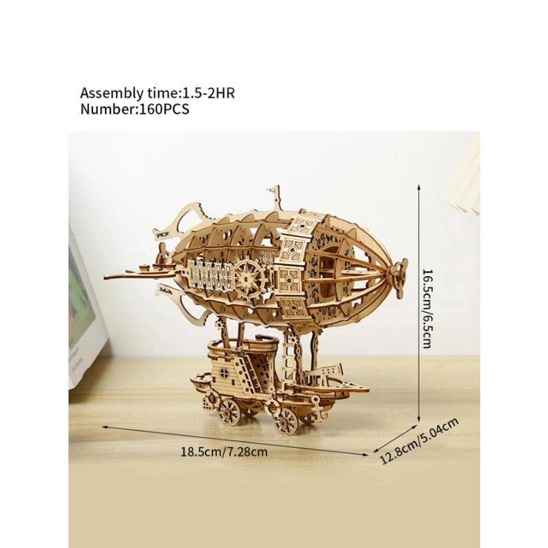 3D Wooden Puzzle Airship Model Kits for Adults Model Building Kit Brain Teaser for Adults To Build Hand Craft Mechanical