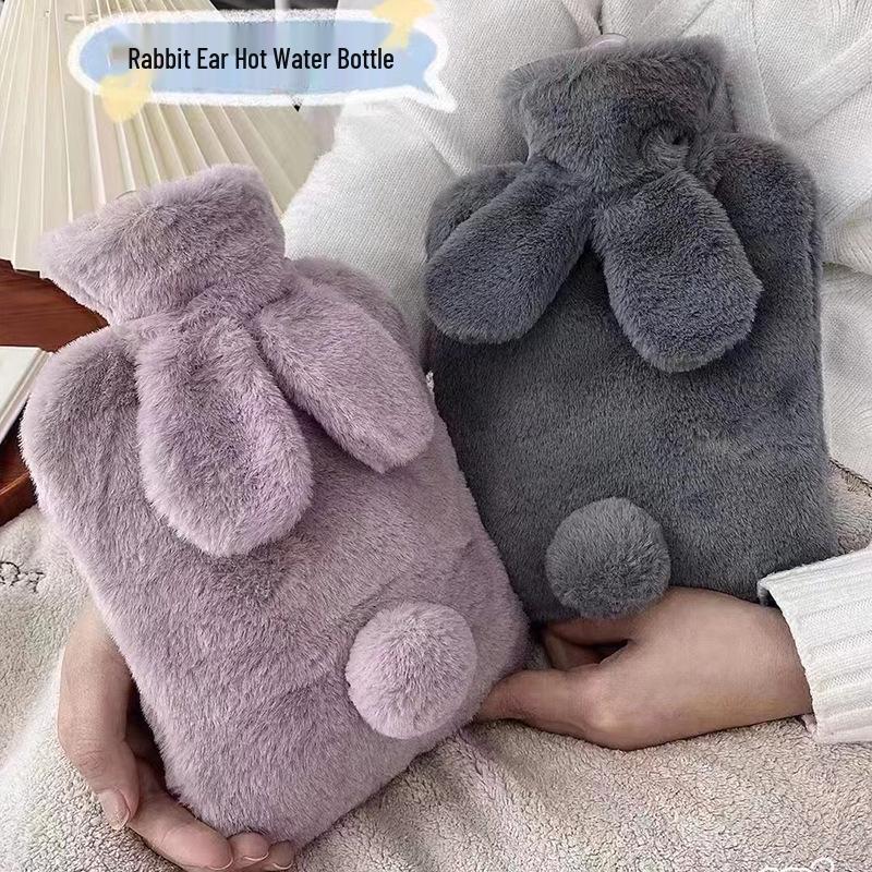 Плюшевая грелка из кроличьего меха в корейском стиле размера XL с ПВХ мешком для воды - грелка для рук и горячий компресс