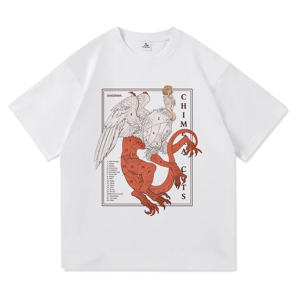 Vintage Washed Delicious in Dungeon Dungeon Meshi Laios Touden Falin Anime Printed Cotton T-shirt Men Women Tee Summer Casual Fashion Clothing Tops