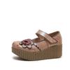 GKTINOO Retro Pumps Women Shoes Genuine Leather Hook & Loop 2025 New Spring Round Toe Floral Handmade Concise Platform Shoes