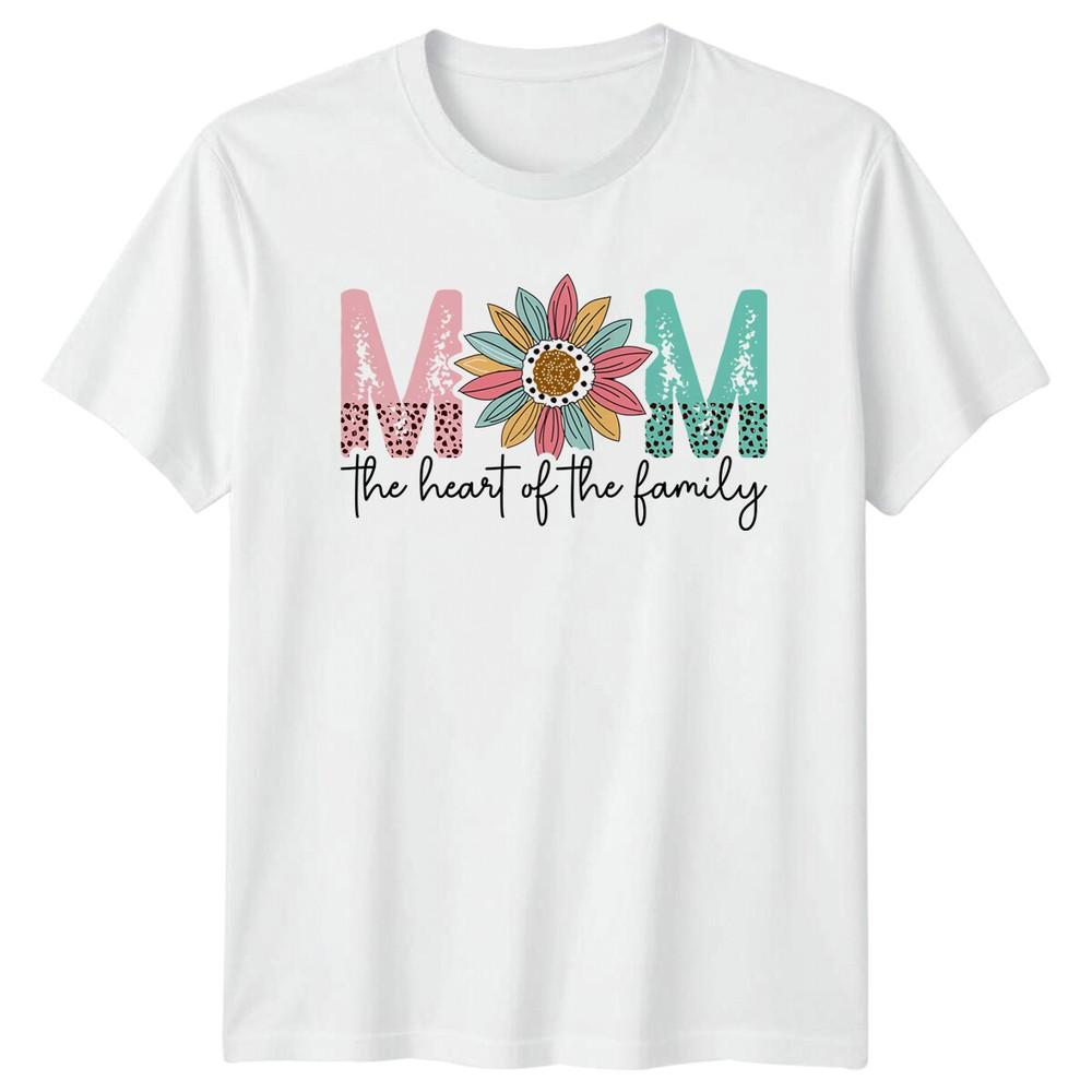 Floral Mom The Heart Of The Family Mothers Day Gift TShirt