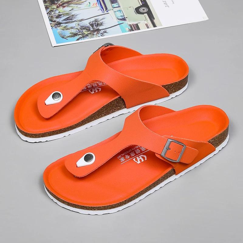 Fashion Brand Men Casual Flip Flops Slippers Men Outdoor Flats Slipprs Luxury Men Leather Summer Beach Vacation Casual Slippers Shoes