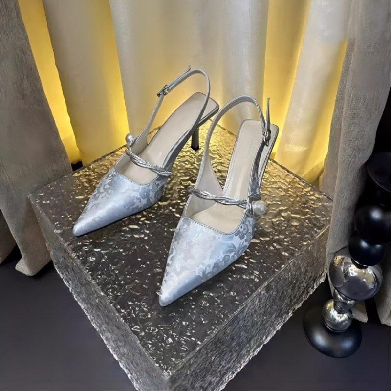 Новые летние модные туфли с острым носком и жемчугом, женские пикантные женские сандалии, туфли-лодочки на высоком каблуке, женские модельные туфли для банкета