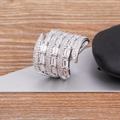 Nidin Luxury Zircon Open Multilayer Rings For Women Crystal Gold Plated Charm Adjustable Wedding Valentine's Day Jewelry Gift