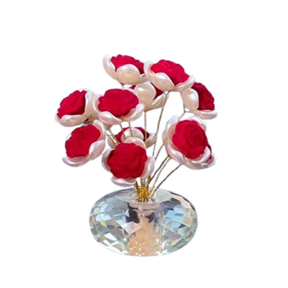 Изысканный хрустальный букет роз Хрустальные поделки Миниатюрная хрустальная фигурка цветка Настольное украшение