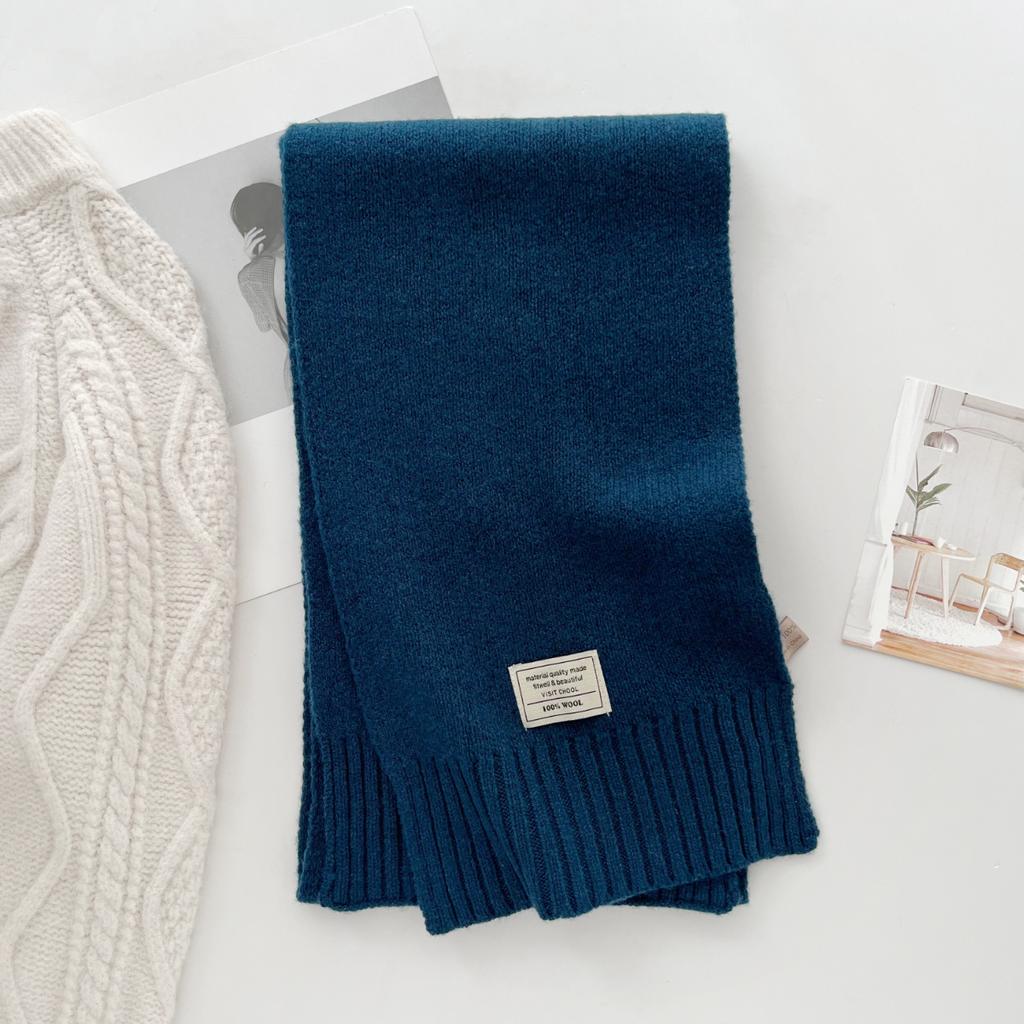 100% Wool Scarf Winter New Solid Color Warm Women's Scarf Fashion Versatile Knitted Scarf for Men and Women