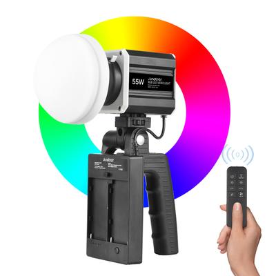 Ручной видеосвет Andoer RGB 55 Вт COB заполняющий свет для фотосъемки 2800K-6800K с регулируемой яркостью ЖК-экрана 9 FX