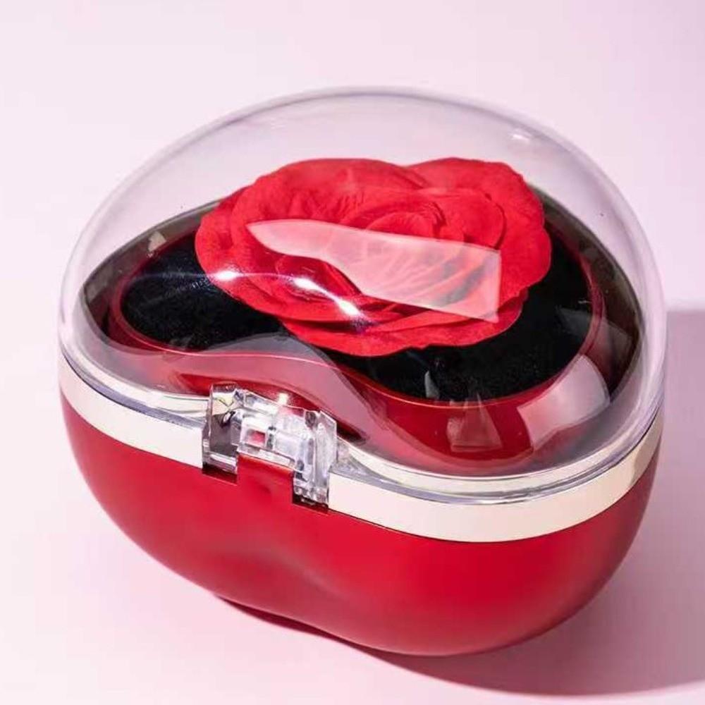 Heart Shape Preserved Flower Flip Ring Box Romantic Birthday Gift Packaging Box  Necklace