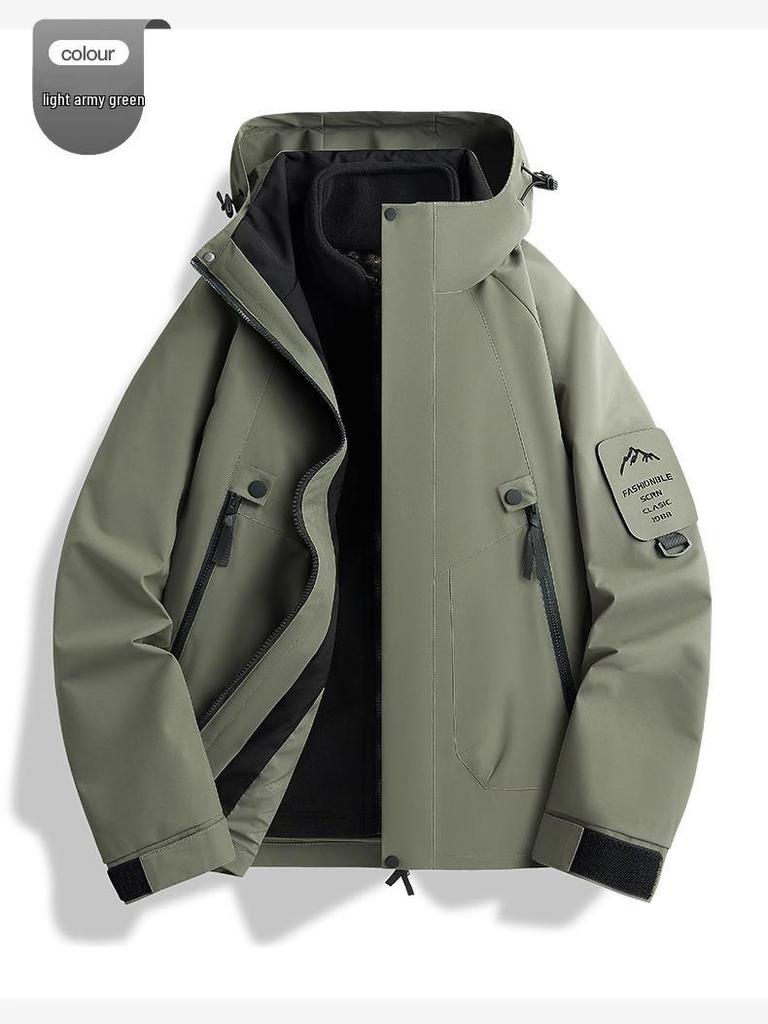 Унисекс 3-в-1 Ветрозащитная Водонепроницаемая Куртка для Хайкинга со Съемной Подкладкой для Осени/Зимы