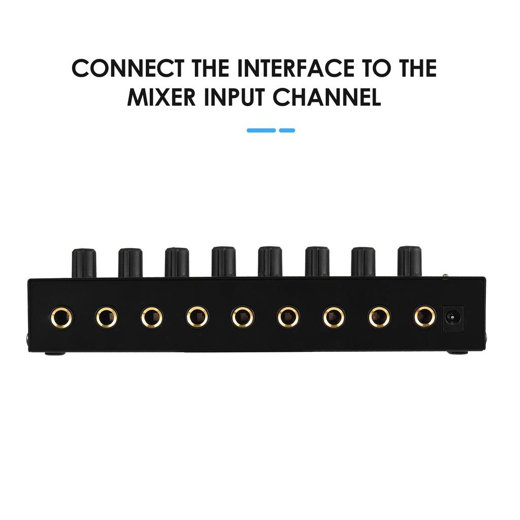 8 Channels Headphone Amplifier Mini Amplifier with Stereo/Mono Switch Professional Ultra-Compact HiFi Stereo Audio Amplifier