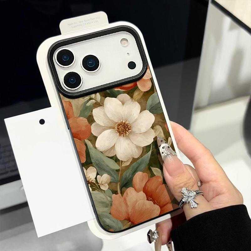 Винтажный чехол с цветочным узором для iPhone 17 18 Pro Max Силиконовый чехол с текстурой кожи для iPhone 16 15 14 13 Pro Max 16E 17E