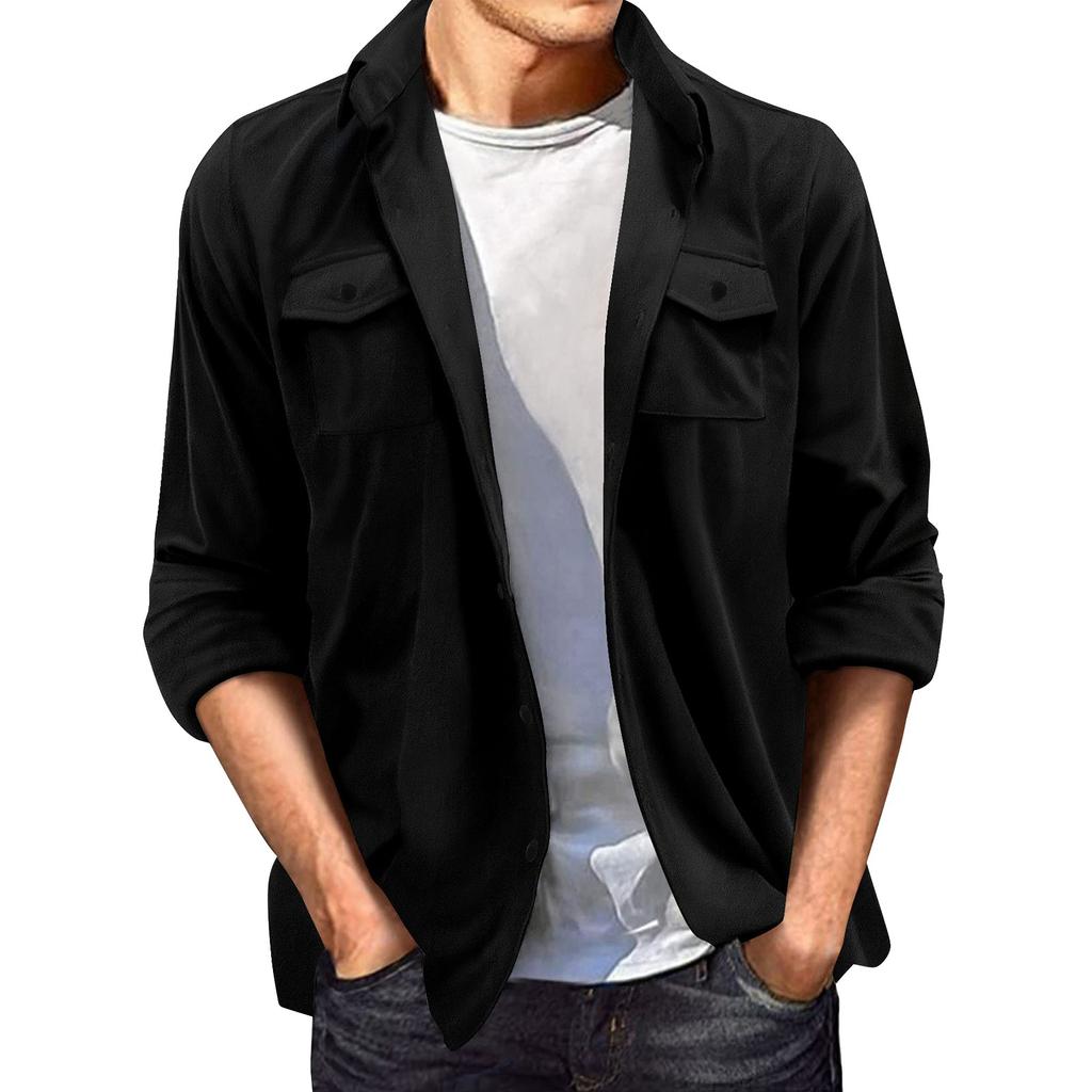 Мужская однотонная повседневная куртка с лацканами на весну и осень, замшевое пальто