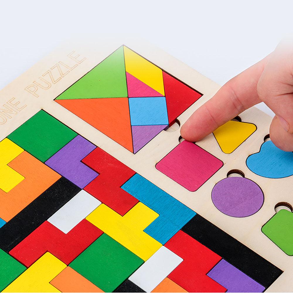 Wooden Cube Jigsaw Building Blocks Early Childhood Education Geometric Jigsaw Puzzle Early Education Toys