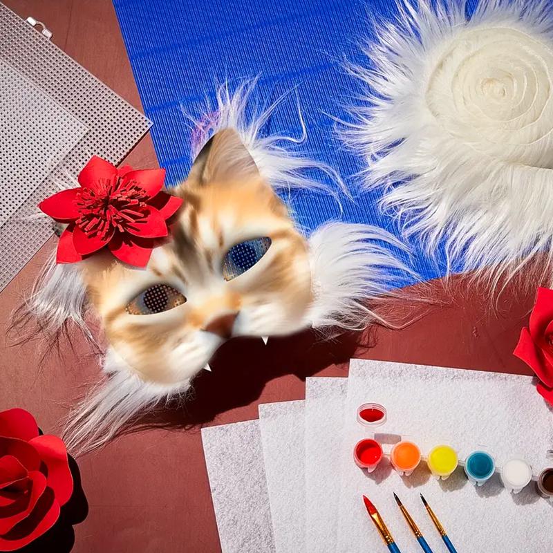 1 комплект полуфабрикатов для фестиваля, набор масок «сделай сам», пустая маска, бумажная маска, маска лисы и кошки, 8 цветов