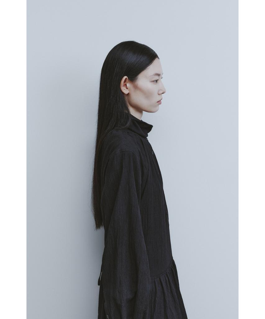 Youth Shirring Pullover Dress - Black