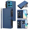 For Motorola Moto G75 5G Leather Case 9 Card Slots Zipper Wallet Stand Phone Cover with Wrist Strap