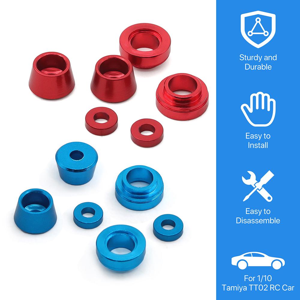 9IMOD Metal Steering Cups Gasket Front Steering Cups Gasket 1/10 Tamiya TT02 Gasket Kit For 1/10 Tamiya TT02 RC Car Upgrade Part