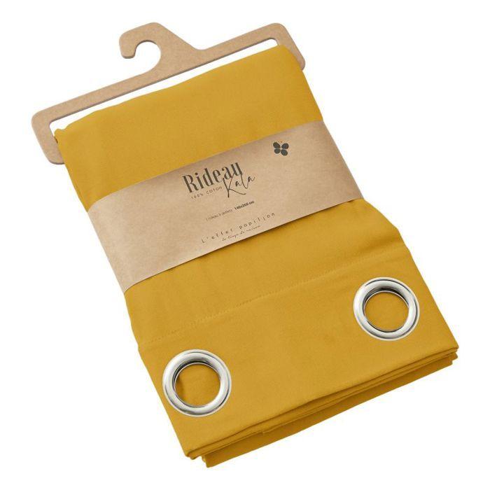 Lot de 2 rideaux d'ameublement "Kala" en Coton 140 x 260 cm l'Effet Papillon - Kala Safran - 2 panneaux 140 x 240 cm