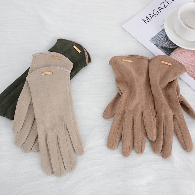 Women Touch Screen Gloves Fashion Mittens Autumn Winter Warm Thin Cashmere Cycling Suede Fabric Windproof Gloves LXY