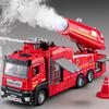 1:32 Scale Water Spray Fire Truck Model Ladder Trucks Toy Car Sound Light Pull Back Doors Opened Vehicle Collection Boys Gift