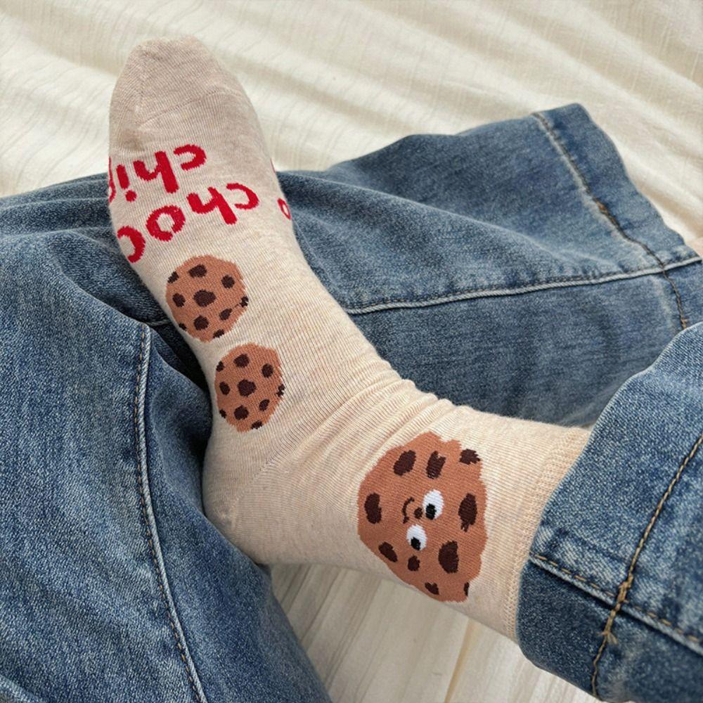 4 пары хлопковых коротких носков с рисунком, носки до середины икры, удобные женские чулки
