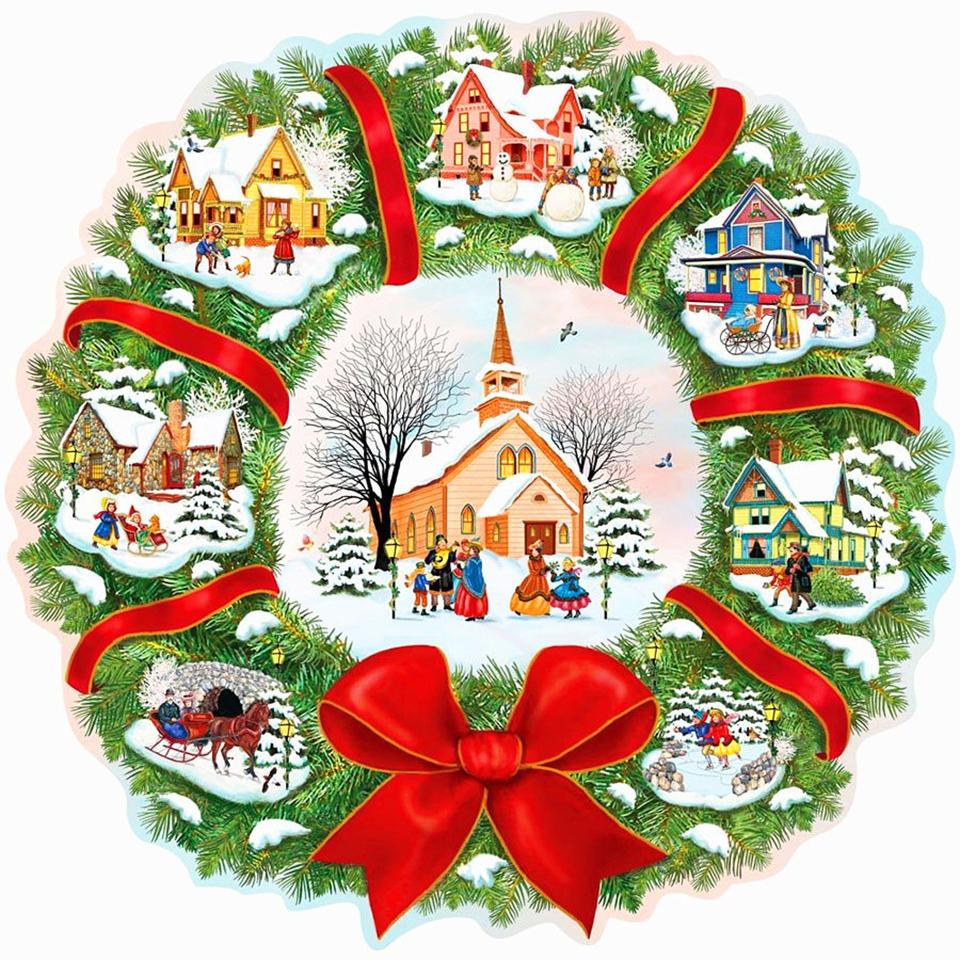5D DIY Diamond Painting Christmas Round Diamond Kit Painting Embroidery Mosaic Cross Stitch Wall Sticker Gift Home Decoration